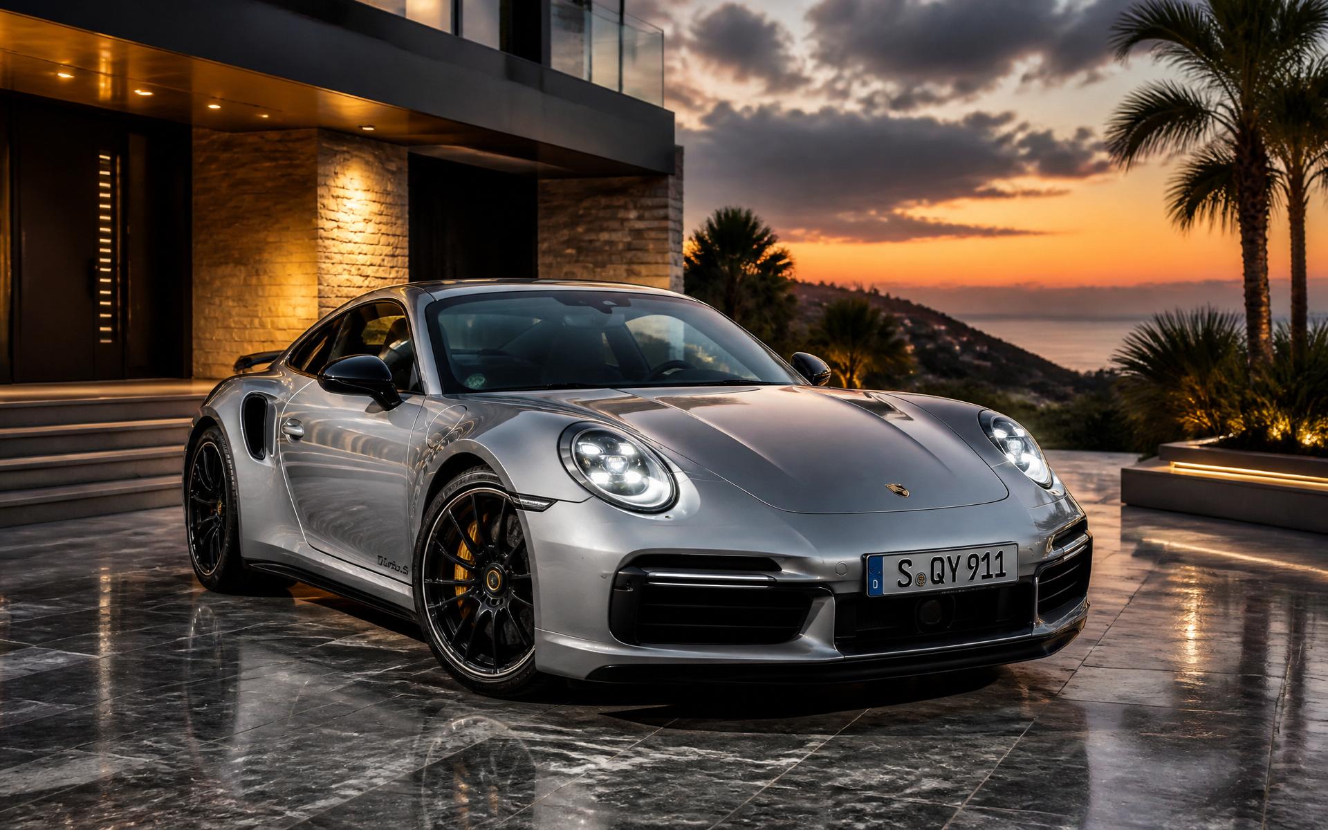 Freshly detailed Porsche 911 Turbo S at golden hour